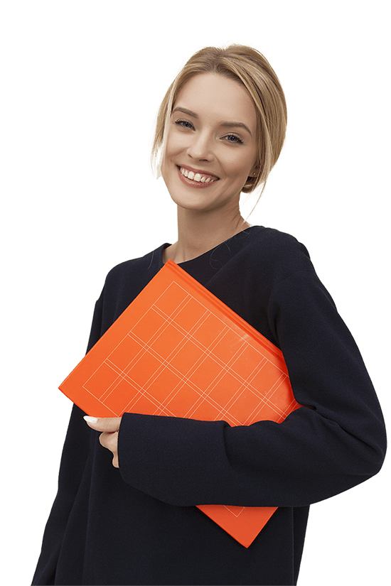 Woman smiling with books